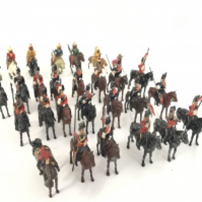 A Collection of Vintage Britains. 6 Mounted Indians and a Cavalry. And Assorted Mounted Lancers. (2).NO Reserve.