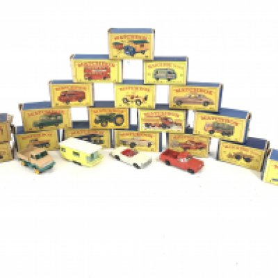 A Collection of Matchbox Vehicles. Boxes In Various States.