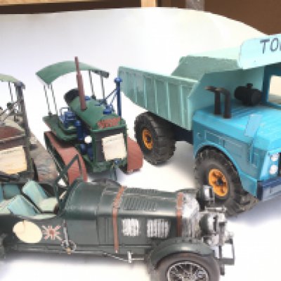 2 Boxes Containing Tin Models. Including a Tonka Truck.(2). NO RESERVE