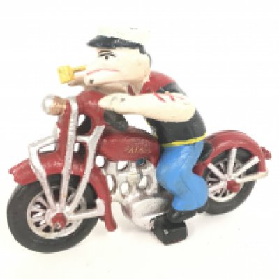 A Cast Iron Popeye on Motorbike. NO RESERVE