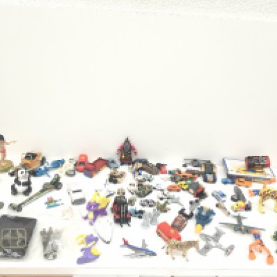 An assorted collection of items including animals, vehicles and figures. NO RESERVE