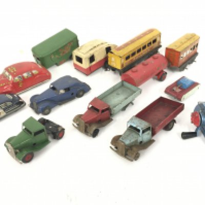 A Collection of Various tinplate Toys all Playworn.
