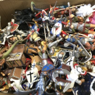 A Nox Containing Plastic Figures including Knight.s. Dragons. Etc. No reserve.