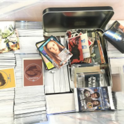 A Box Containing an Assortment of Doctor Who and Topps Star Wars Trading Cards-Monster Invasion. episode one and the last Jedi.