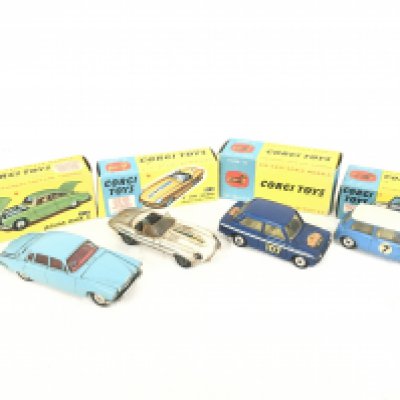 4 X Boxed Corgi Vehicles including a Jaguar MK X a E Type Jaguar #312. A a Hillman Imp #328 and a Mini-Cooper #237.