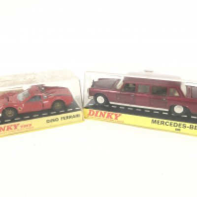 A Boxed Dinky Dino Ferrari #216 and a Mercedes-Benz 600 #128.