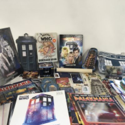 A large amount of Dr. Who related memorabilia including calendars..books..posters..mugs..fridge magnets etc