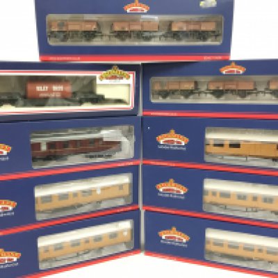 A Collection of Boxed Bachmann Coaches and Rolling Stock.