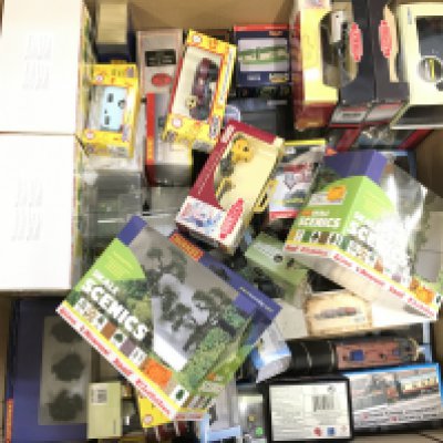 A Box Containing Boxed Oxford Diecast. Hornby Scenes. Exclusive First Editions Etc. No Reserve.