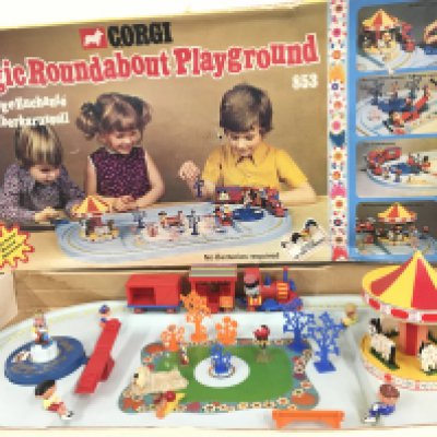 A boxed Corgi Magic Roundabout playground 31071..853. In working order.