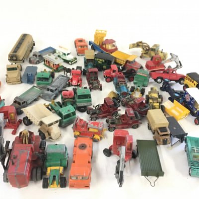 A collection in excess of 40 Playworn diecast model vehicles by a variety of manufacturers.