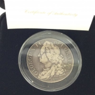 King George II Lima silver half crown.