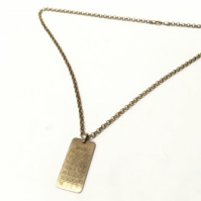 withdrawn - A 9ct gold chain and 9ct gold April 29th Calendar pendant . 10.1g total weight. Postage category A