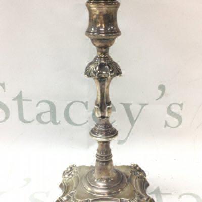 A single Georgian silver candlestick , 23.5cm tall approximately. Postage category B