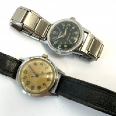 2 Vintage wristwatches. Mortimer Antimagnetic c.1940 together with a Roamer 17 Jewel wristwatch c.1950s. (both watches NOT working). NO RESERVE