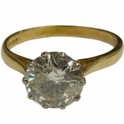 2.3ct Solitare diamond ring, Size R, Estimated colour G/H, Clarity I 2/3, 18ct yellow gold mount. (A)