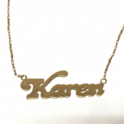 A 9ct gold Karen necklace. 4.3g Postage A
