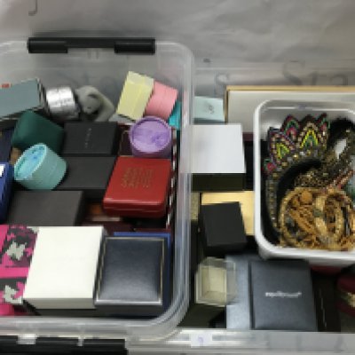 A Collection of jewellery boxes and some costume Jewellery. Postage cat C