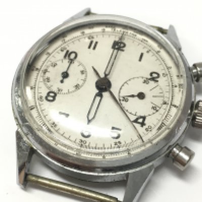 A vintage Fludo Swiss stainless steel chronograph Gents watch , no strap. Postage category A