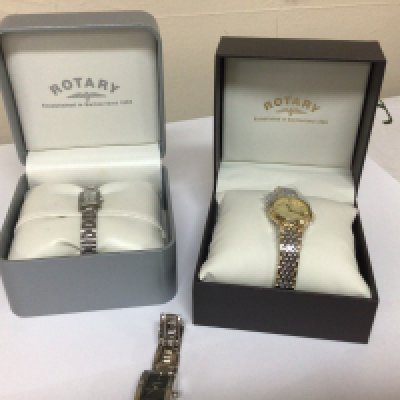 Two as new ladies boxed Rotary Quartz watches and one other unboxed Quartz ladies watch (3)