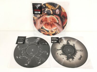 Three Kate Bush 10" picture discs comprising Running Up That Hill, Lake Tahoe and Eat The Music.