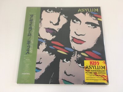A limited edition Kiss 40th Anniversary Asylum picture disc with hype sticker, obi strip and inserts. No 79/500.