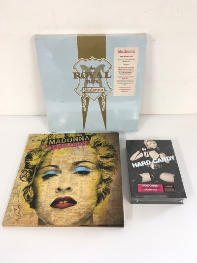 A sealed limited edition Madonna Royal Box box set, a 4LP Celebration set and a sealed Hard Candy CD box set (3).