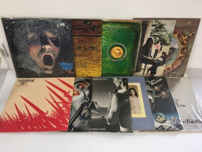 Eleven rock LPs by various artists including Uriah Heep (Bronze label reissue), Alice Cooper, Pink Floyd (Italian pressing) and others.