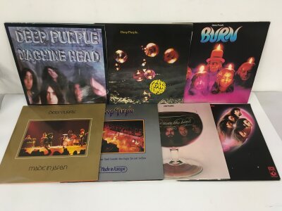 Seven Deep Purple LPs comprising early pressings of Machine Head, Made In Japan, Who Do We ThInk We Are? and others. Condition generally VG+/NM.