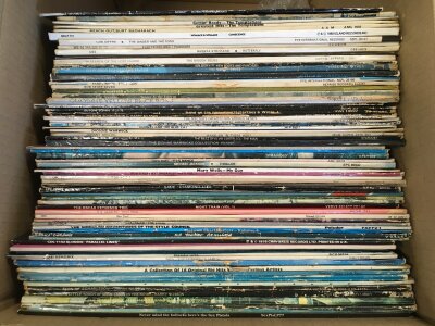 Two bags containing a collection of LPs by various artists including Sex Pistols, Ian Dury, Jimi Hendrix and others.