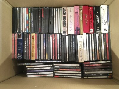 Six boxes of CDs, DVDs and BluRays. CDs include The Grateful Dead, Paul Weller, Metallica, Deep Purple and many more. Also includes various DVD box sets.