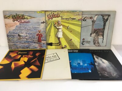 Fourteen Genesis LPs comprising Foxtrot, Nursery Cryme, Trespass and others.
