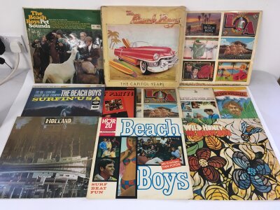 Two bags containing eleven Beach Boys LPs including a multi LP Capitol Years box set, Pet Sounds, Endless Summer and others.