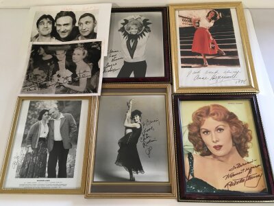 A collection of various autographs comprising Paul Newman, Shirley Temple, the three McGann brothers and others.
