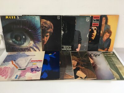 Twelve LPs by Scott Walker, Marianne Faithfull and others.