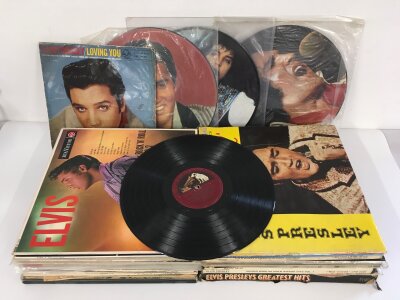 A collection of Elvis Presley LPs including Rock n Roll (no sleeve, scratched), No.2 (RCA orange label reissue), Blue Hawaii and others.