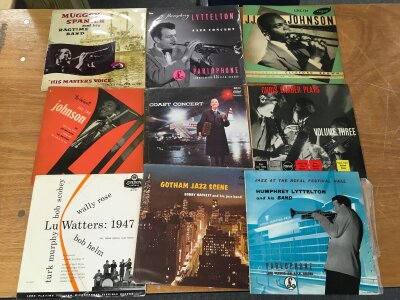 A collection of mainly jazz 78s by various artists including JJ Johnson, Ray Ellington, Gene Krupa Sextet and others.
