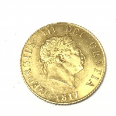 A 1817 half sovereign in very nice condition. Postage A