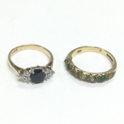 Two 9ct gold rings set with stones, total approx Shipping category A.