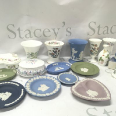 Ceramics including Wedgwood vases, pots and small plates . This lot cannot be posted