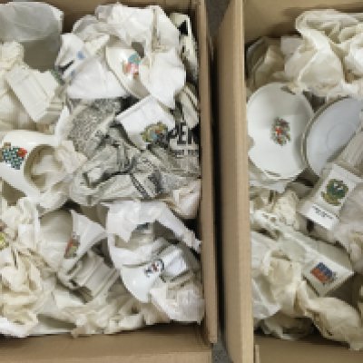 Two boxes of Crested ware various