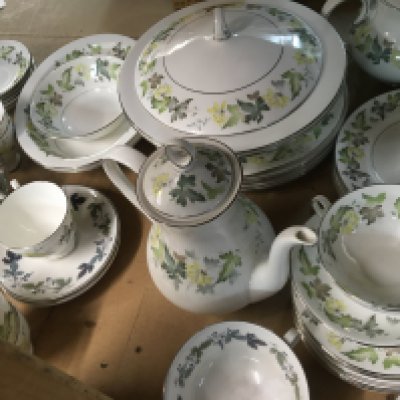 A Royal Albert and Ridgway Moselle pattern bone china dinner and tea set and some Doulton Burgundy pattern porcelain.