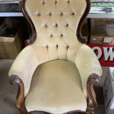 Victorian Mahogany Button Back Armchair.- NO RESERVE