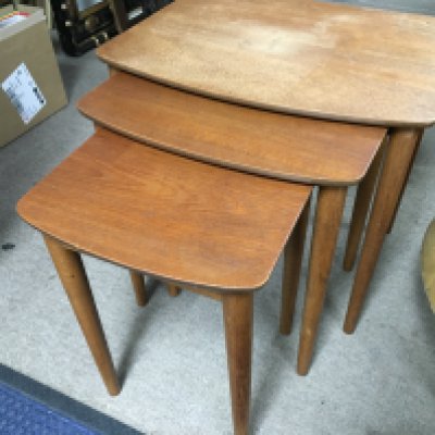 A teak nest of tables , largest 48cm tall- NO RESERVE
