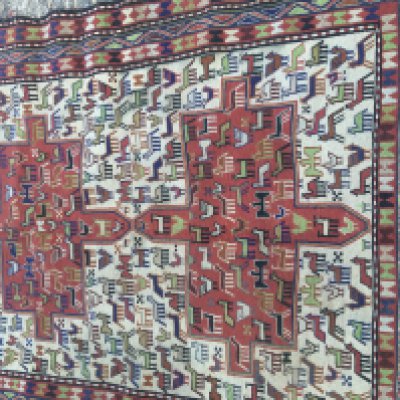 A Soumak rug the central field with Animal design and repeat pattern boarder . 140 x 116 cm .- NO RESERVE