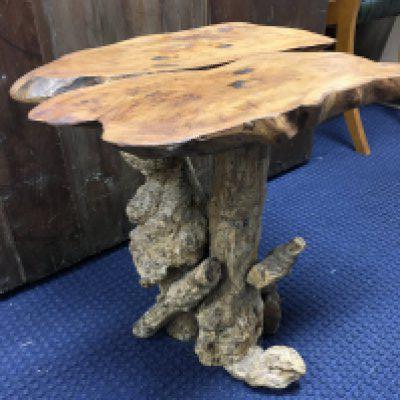 A teak root side table 50cm tall 46cm wide