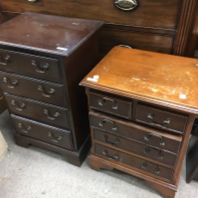 A small mahogany collector&#2013266057۪s cabinet fitted with four drawers and one other small collector&#2013266057۪s cabinet fitted with two short and three long drawers