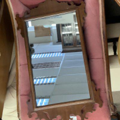 A gilt framed convex wall mirror together with a regency mahogany veneered wall mirror.