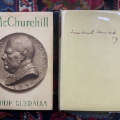 Winston Churchill's "The Second World&#2013266057۝ six volume book set, Mr Churchill a Portrait, Philip Guedalla. First printed. Dated 1941.