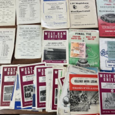 West Ham Football Programmes: Superb collection from the late 50s onwards with some European aways to include Magdeburg and Lausanne Sports. Many more difficult League Cup including 65/66 West Brom final. Spotted some single sheet youth matches and reserves There are some other programmes including FA Cup finals and semis with some tickets. Many hundreds in mainly good condition.